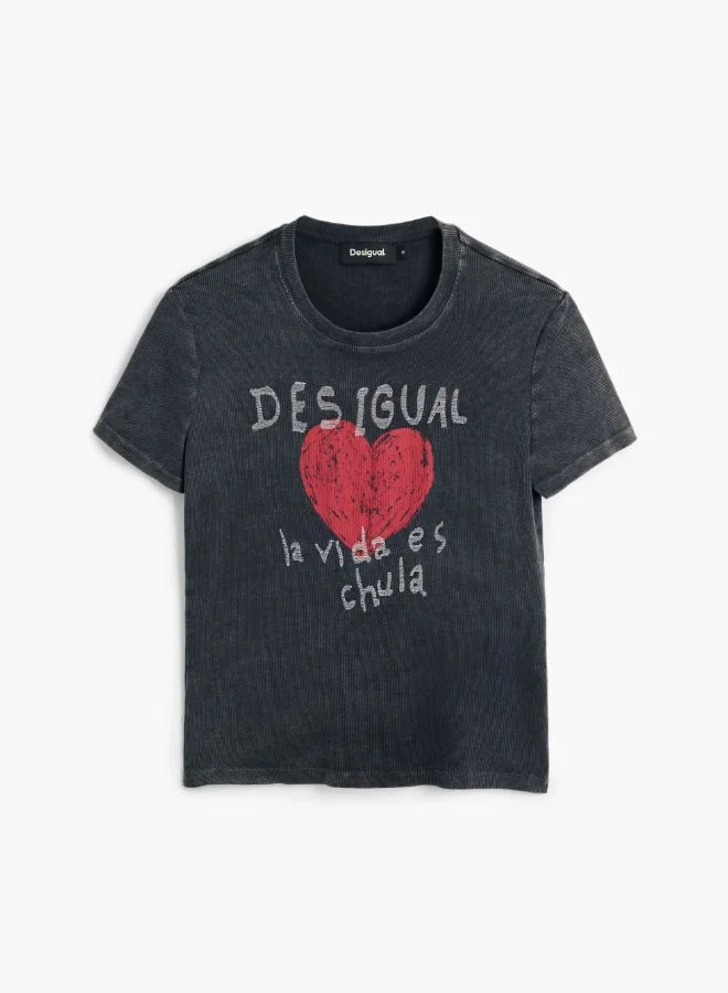 Desigual Pink Not A Doll T-Shirt for Women | Best Price UAE